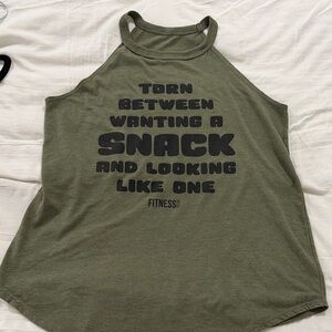 Green Fitness Tank Top with Graphic Print